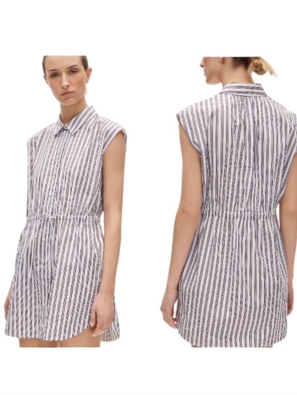 NWT J. Crew Mini cap sleeve Shirt dress Stripe Crushed Crimson Red White Cotton